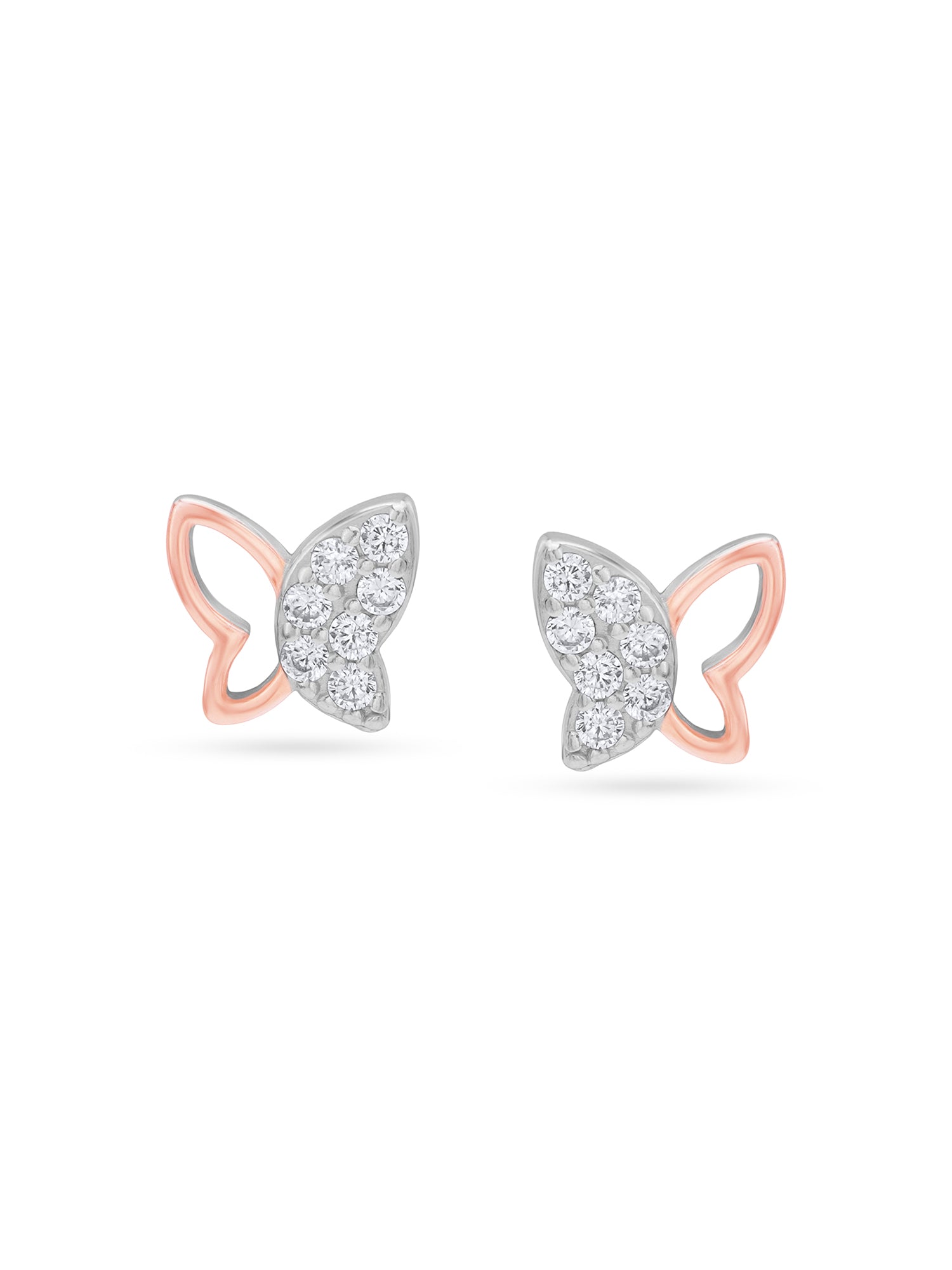 Detailed close up of SIJA 925 Silver Sparkle Butterfly Stud showing sparkling butterfly wings and handcrafted silver finish