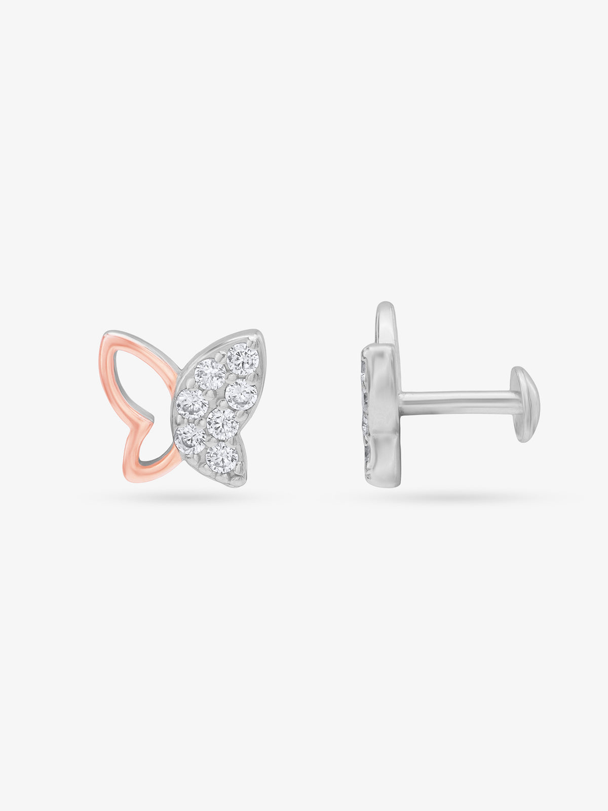 Side profile of SIJA 925 Silver Sparkle Butterfly Stud highlighting durable sterling silver craftsmanship and whimsical design