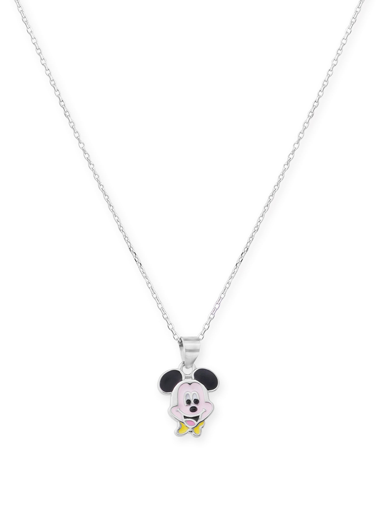 Close‑up of SIJA 925 silver Sparkling Mickey Mouse Necklace showing sparkling Mickey pendant detailing and handcrafted sterling silver design