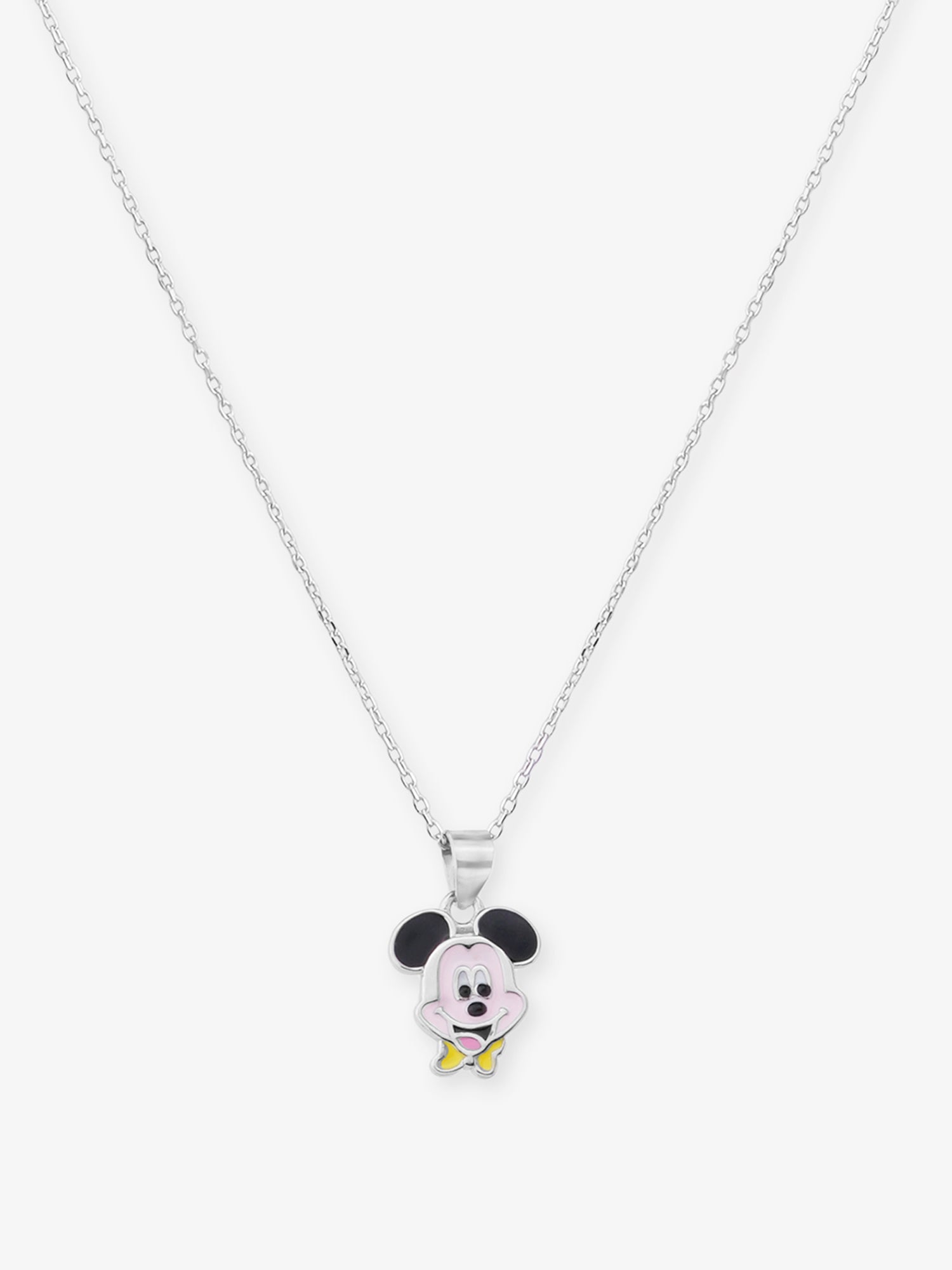 Close‑up of SIJA 925 silver Sparkling Mickey Mouse Necklace showing sparkling Mickey pendant detailing and handcrafted sterling silver design