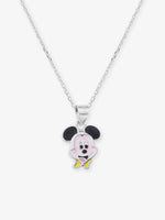 Close‑up of SIJA 925 silver Sparkling Mickey Mouse Necklace showing sparkling Mickey pendant detailing and handcrafted sterling silver design