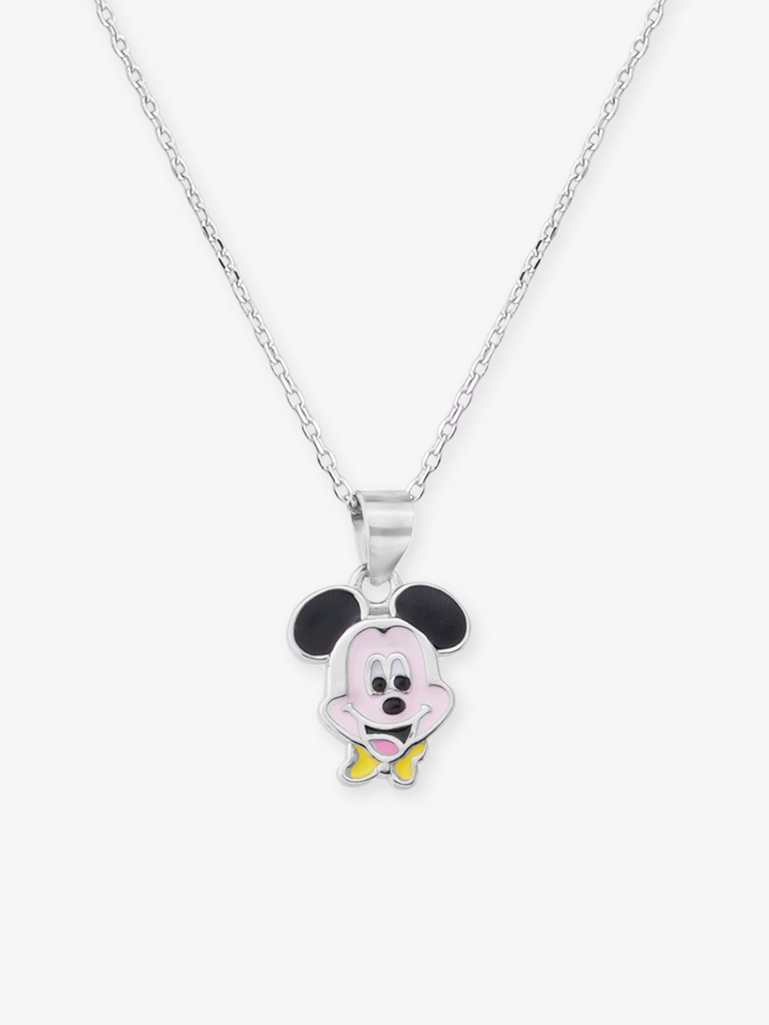 Close‑up of SIJA 925 silver Sparkling Mickey Mouse Necklace showing sparkling Mickey pendant detailing and handcrafted sterling silver design