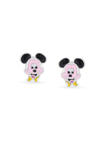 Detailed view of SIJA 925 silver Sparkling Mickey Mouse Earrings highlighting glitter finish and ornamental craftsmanship