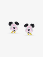 Detailed view of SIJA 925 silver Sparkling Mickey Mouse Earrings highlighting glitter finish and ornamental craftsmanship