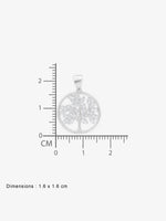 Reverse view of SIJA 925 Silver Sparkling Tree of Life Pendant with Chain showing BIS 925 hallmark certified sterling silver jewellery made in India