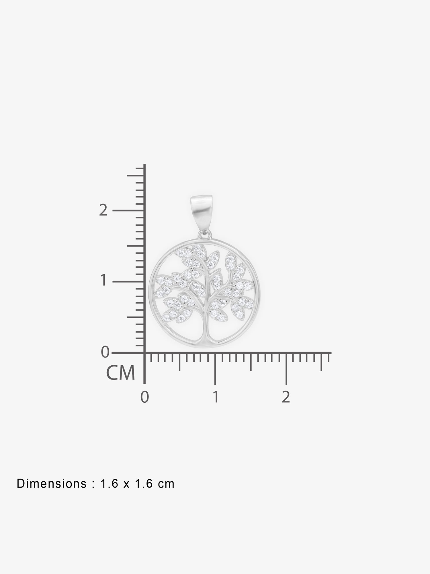 Reverse view of SIJA 925 Silver Sparkling Tree of Life Pendant with Chain showing BIS 925 hallmark certified sterling silver jewellery made in India