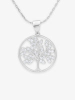 SIJA 925 Silver Sparkling Tree of Life Pendant with Chain elegant sterling silver jewellery accessory front view