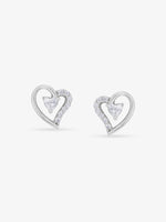 SIJA 925 Silver Sparkling Twin Heart Stud elegant sterling silver womens jewellery accessory front view