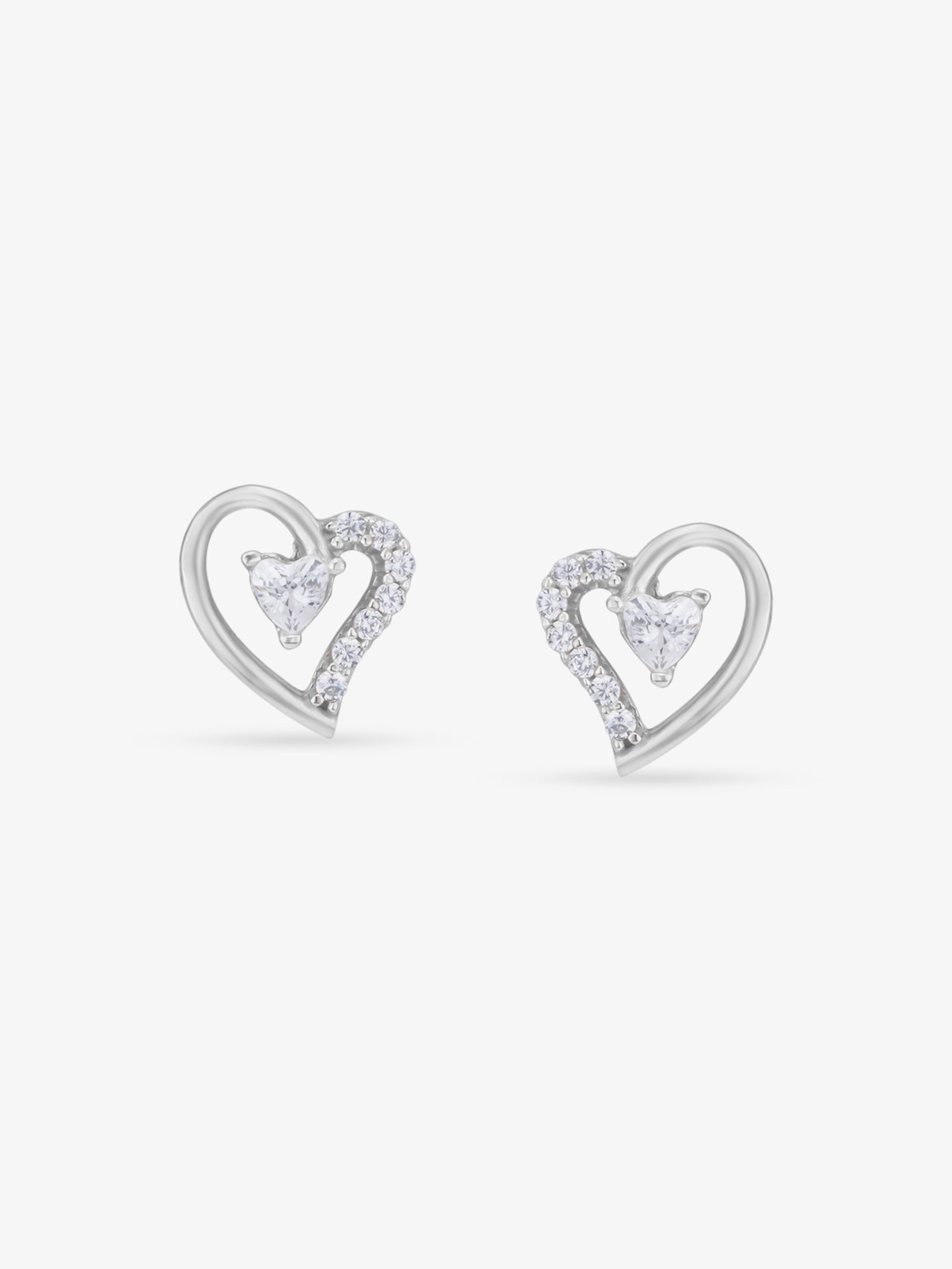 SIJA 925 Silver Sparkling Twin Heart Stud elegant sterling silver womens jewellery accessory front view