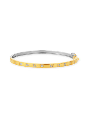 Detailed close up of SIJA 925 Silver Dual Tone Square Stone Cuff Bracelet showing dual tone finish and square stone accents
