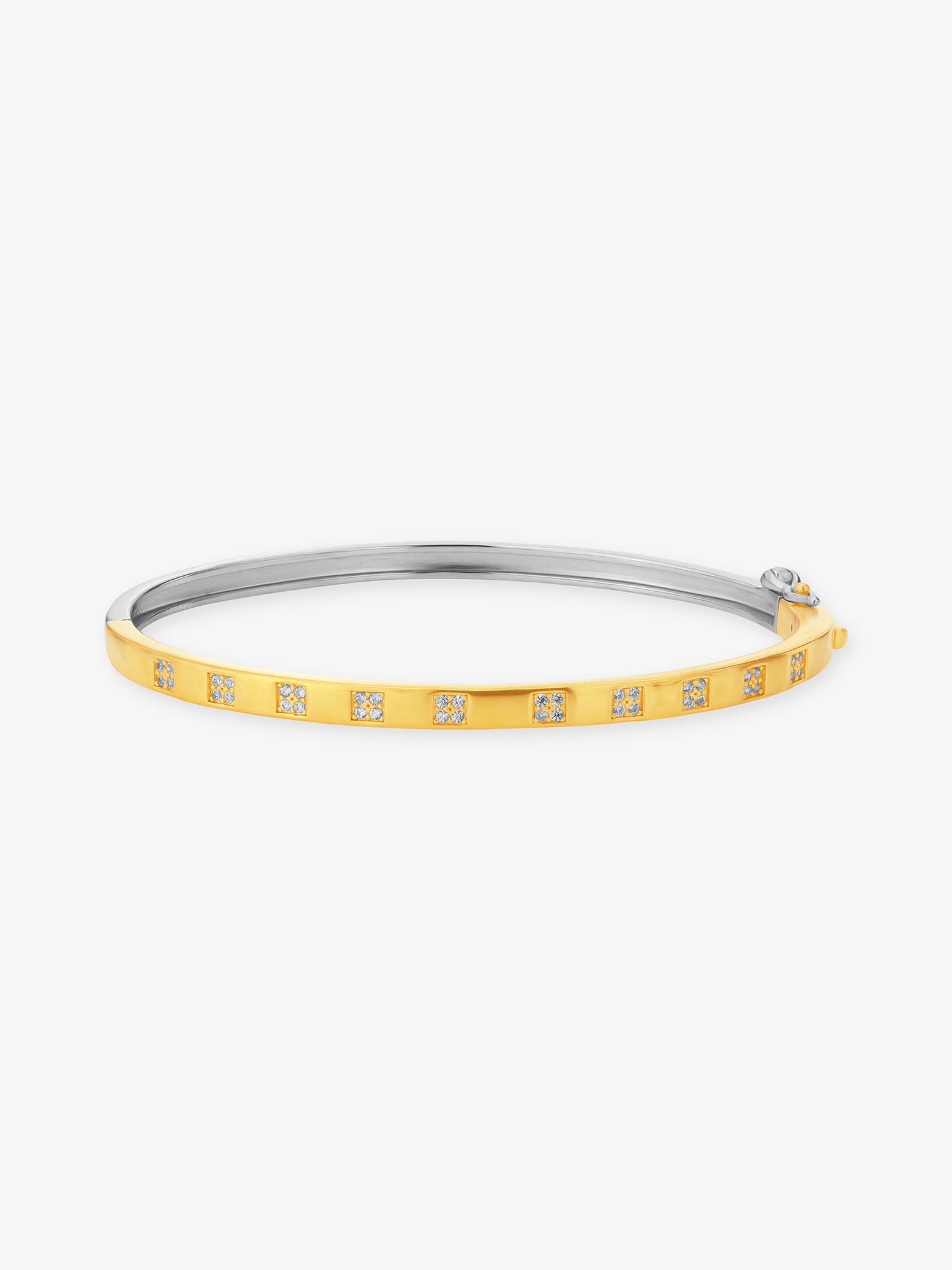 SIJA 925 Silver Dual Tone Square Stone Cuff Bracelet sterling silver jewellery elegant front view modern accessory for men and women