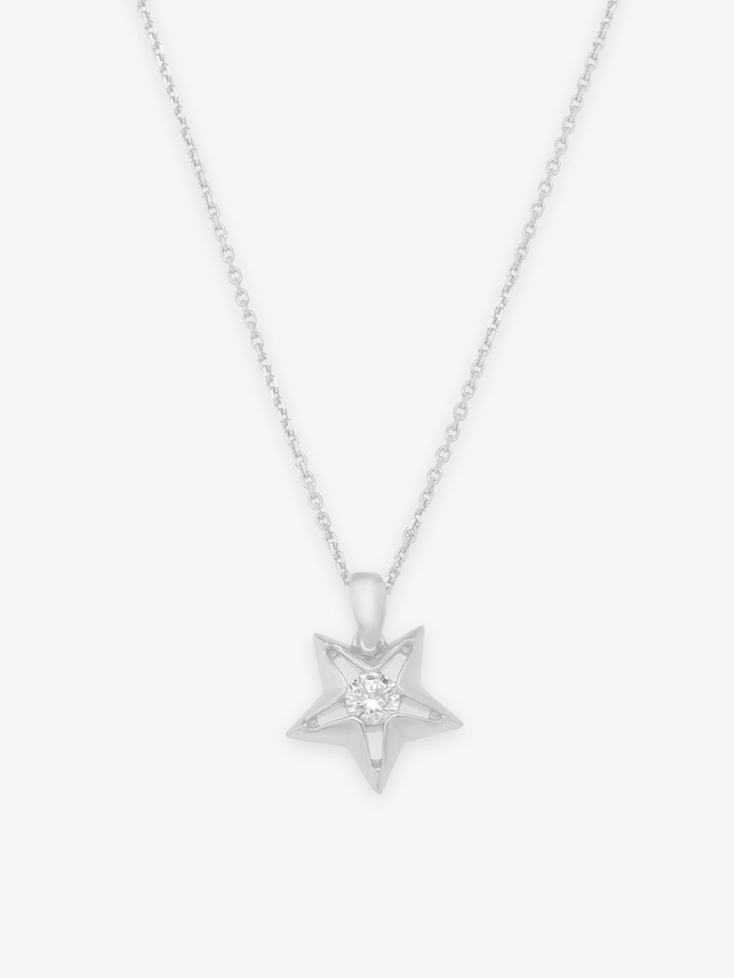 SIJA 925 Silver Star Sparkle Pendant with Chain elegant sterling silver jewellery accessory front view