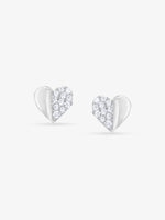 SIJA 925 Silver Stone and Clay Heart Earrings sterling silver jewellery elegant heart design full front hero view accessory