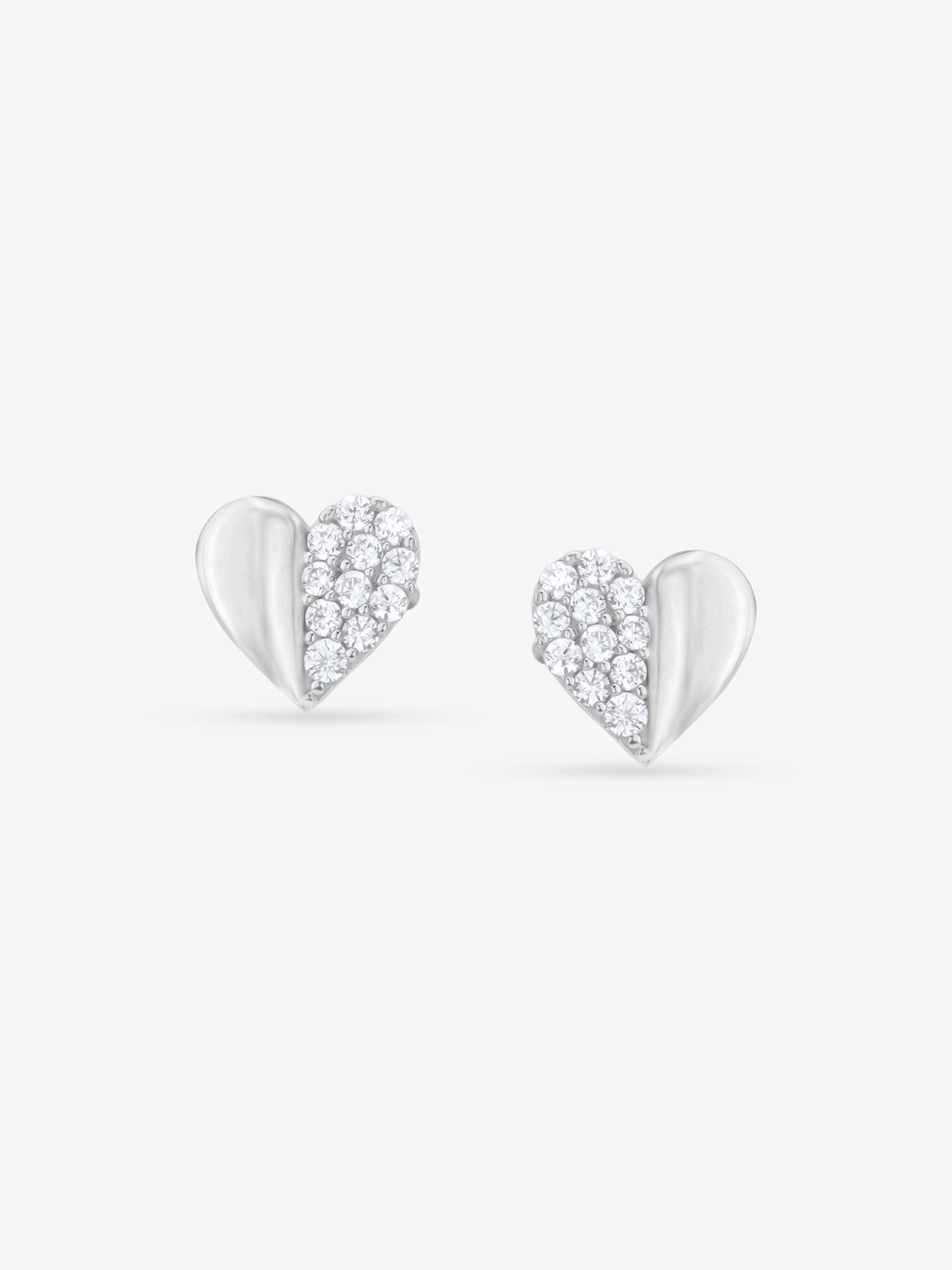 SIJA 925 Silver Stone and Clay Heart Earrings sterling silver jewellery elegant heart design full front hero view accessory