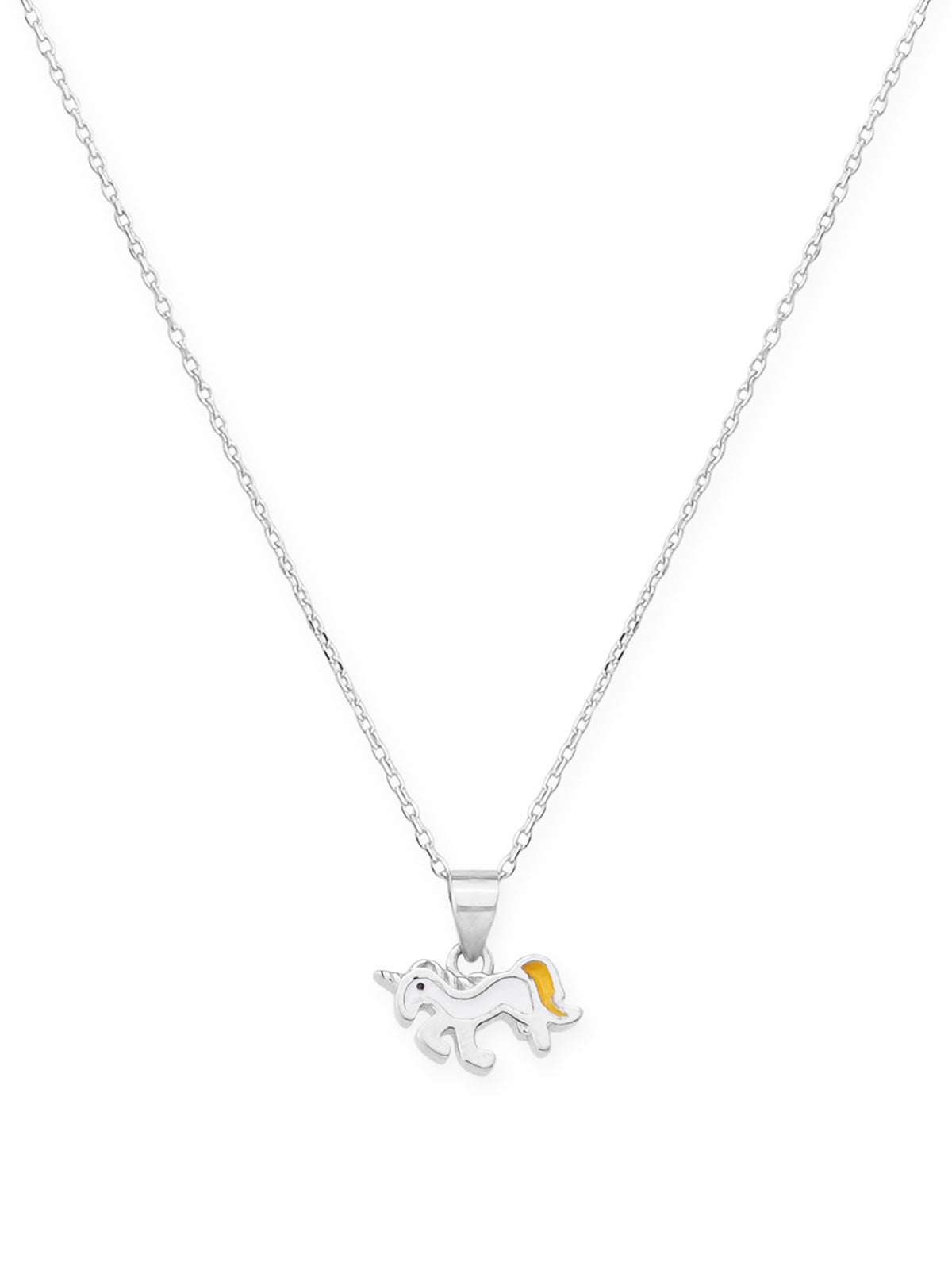 Close‑up of SIJA 925 silver Sunny Unicorn Necklace showing unicorn pendant detailing and handcrafted sterling silver design