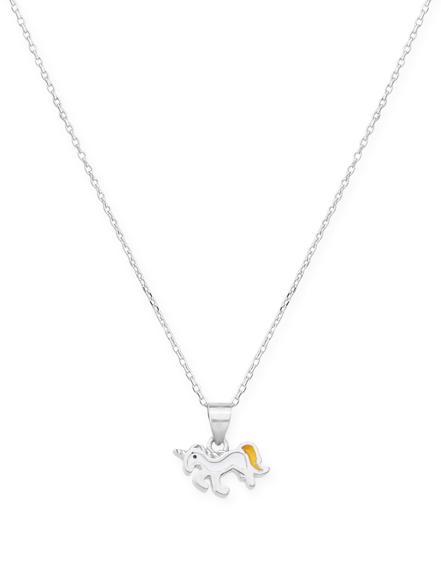 Close‑up of SIJA 925 silver Sunny Unicorn Necklace showing unicorn pendant detailing and handcrafted sterling silver design