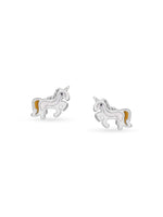 Detailed view of SIJA 925 silver Sunny Unicorn Earrings highlighting whimsical unicorn motif and ornamental craftsmanship