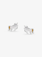 Detailed view of SIJA 925 silver Sunny Unicorn Earrings highlighting whimsical unicorn motif and ornamental craftsmanship