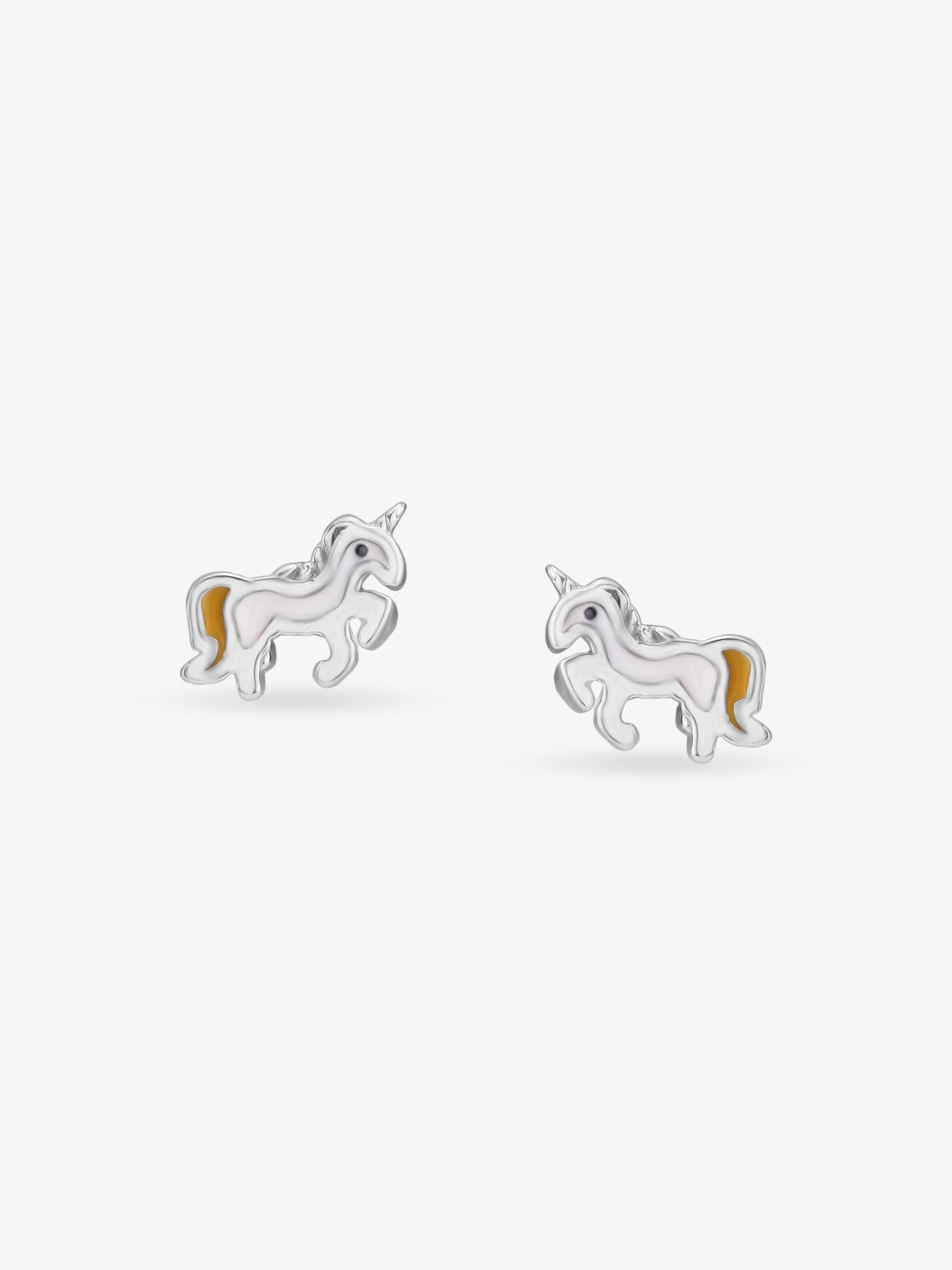 Detailed view of SIJA 925 silver Sunny Unicorn Earrings highlighting whimsical unicorn motif and ornamental craftsmanship