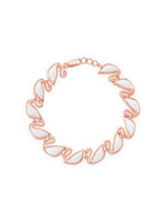Detailed close up of SIJA Swan Womens Bracelet showing rose gold plated swan charm and premium sterling silver craftsmanship