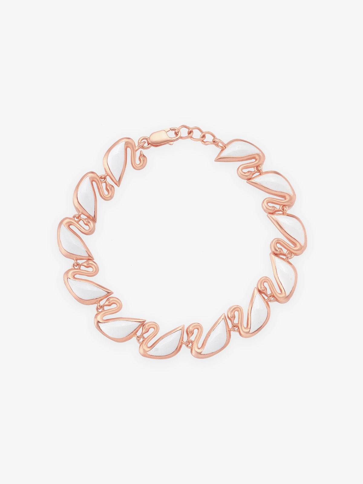 SIJA 925 Silver Swan Womens Bracelet rose gold plated elegant jewellery accessory front view