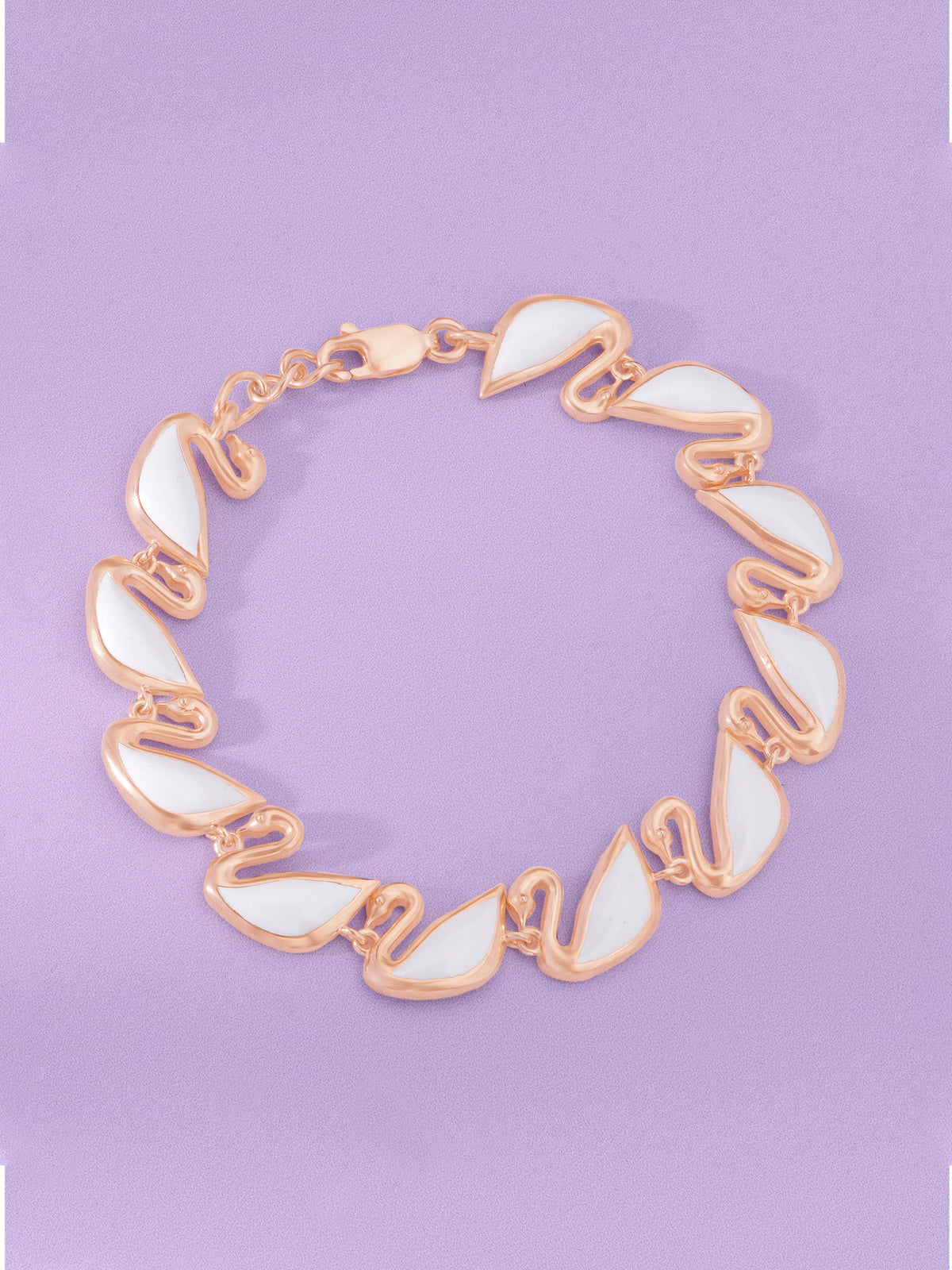 SIJA 925 Silver Swan Womens Bracelet rose gold plated elegant jewellery accessory front view