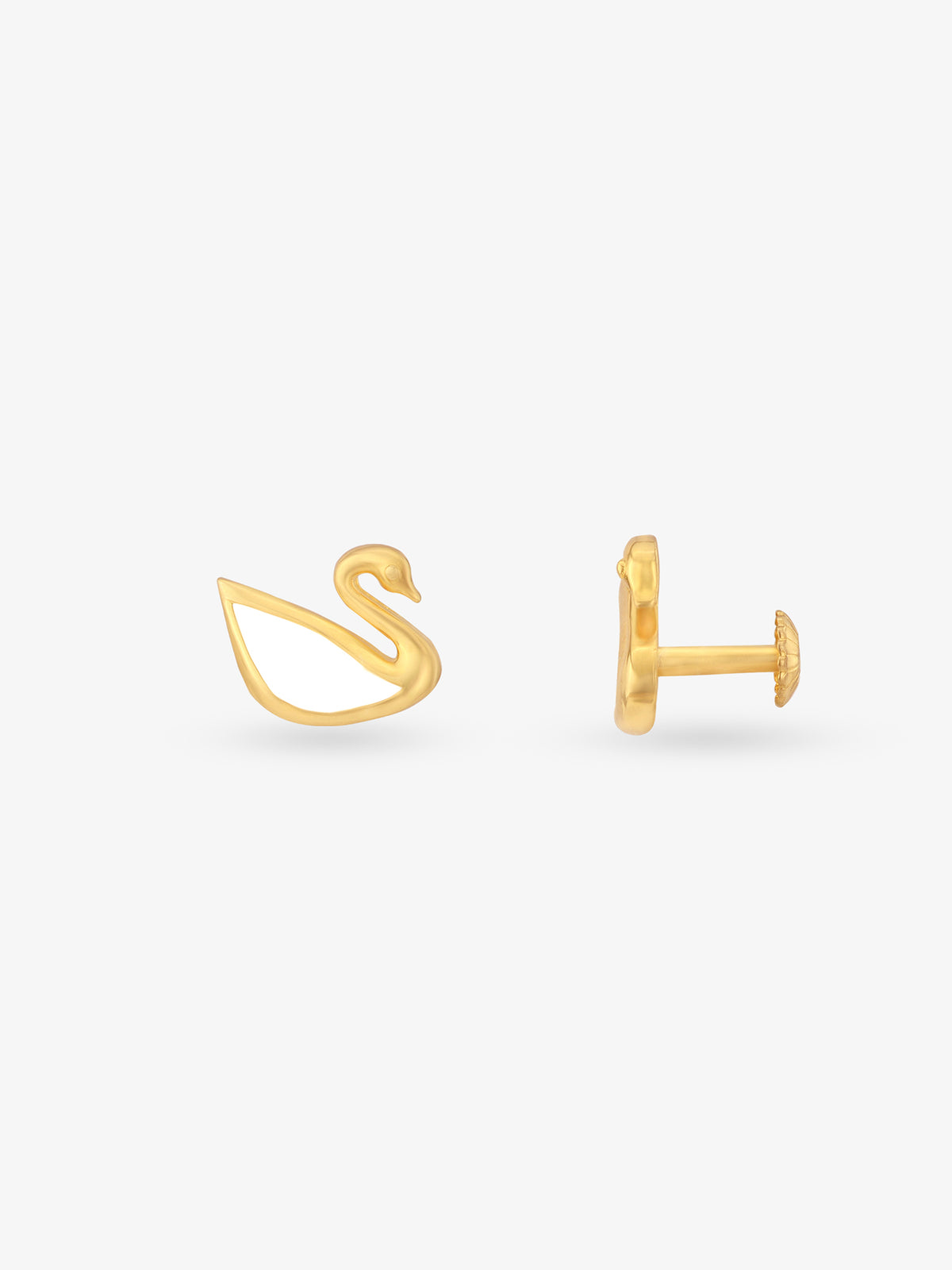 Side profile of SIJA 925 Silver Swan Stud showing durable sterling silver artistry