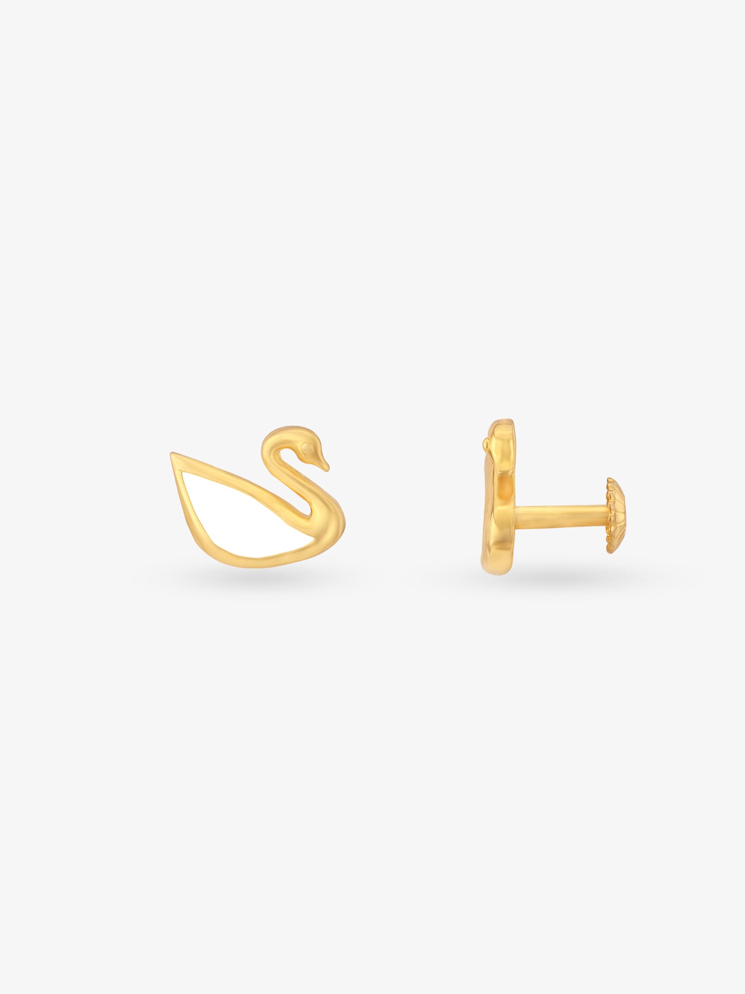 Side profile of SIJA 925 Silver Swan Stud showing durable sterling silver artistry