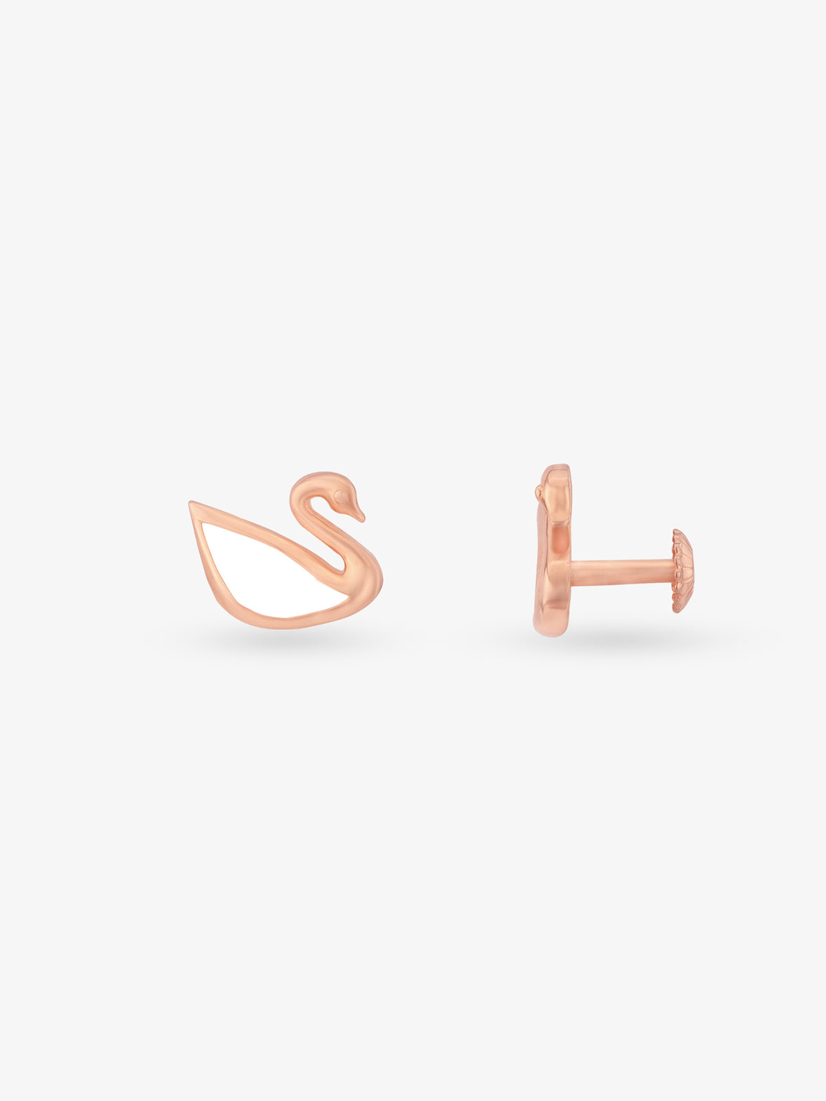 Side profile of SIJA 925 Silver Swan Stud showing durable sterling silver artistry