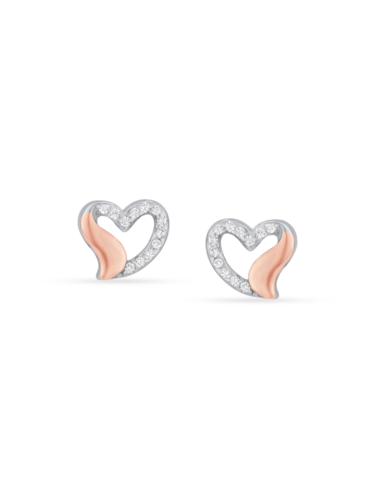 Detailed close up of SIJA Sweet Heart Stud showing sparkling zircon stones with delicate heart motif craftsmanship