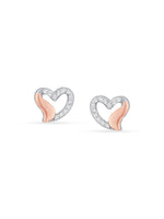 Detailed close up of SIJA Sweet Heart Stud showing sparkling zircon stones with delicate heart motif craftsmanship
