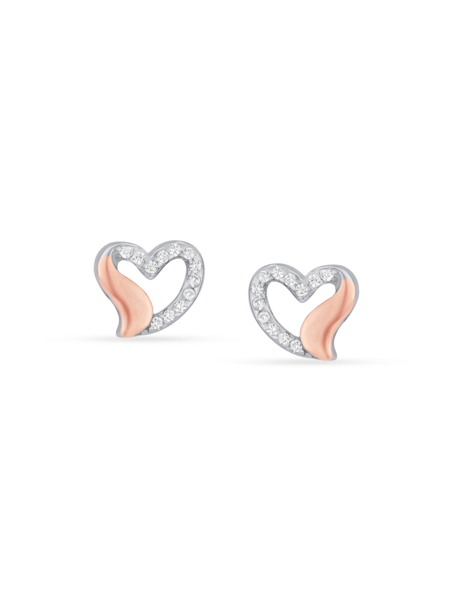 Detailed close up of SIJA Sweet Heart Stud showing sparkling zircon stones with delicate heart motif craftsmanship