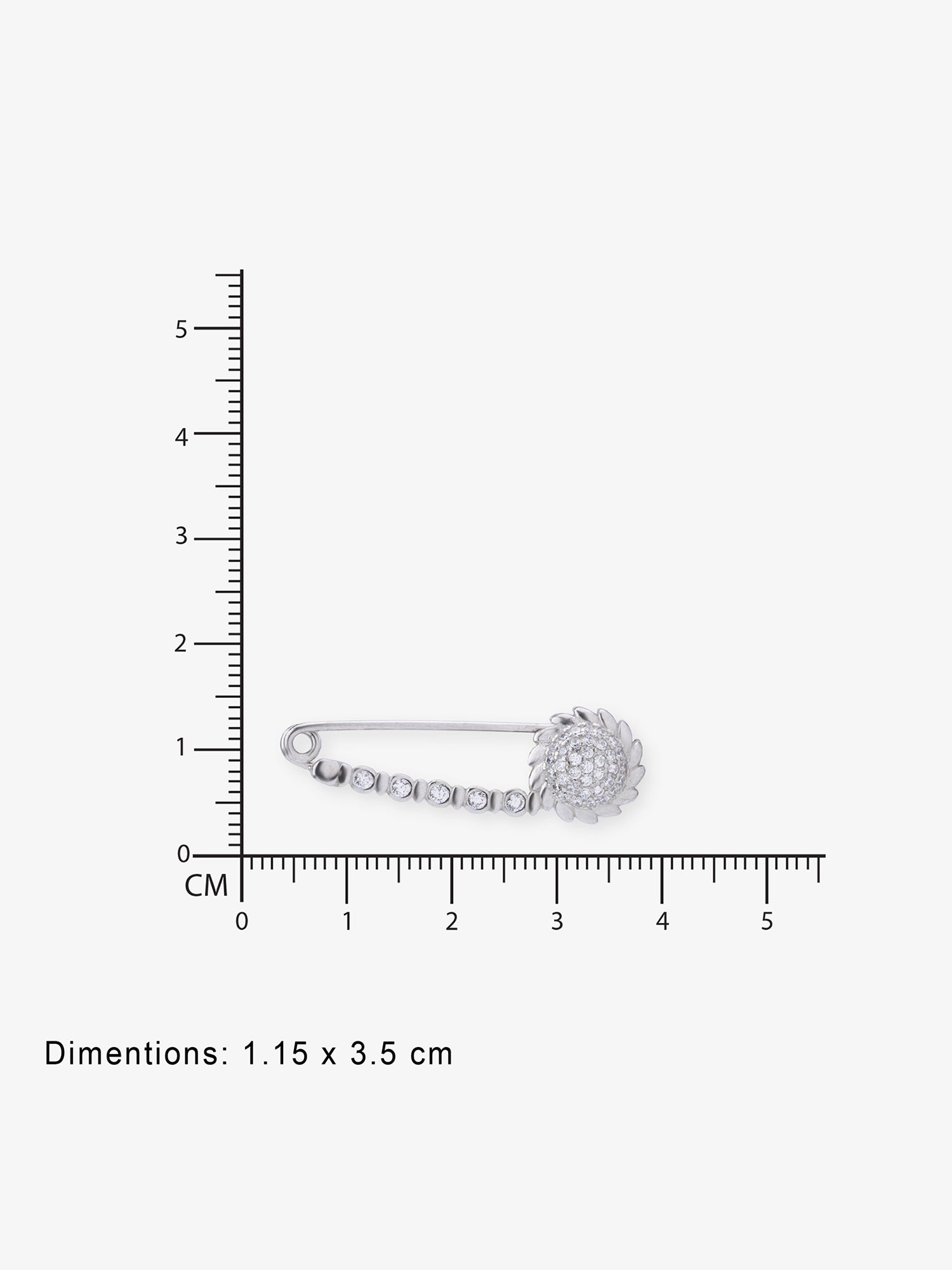 Reverse of SIJA Swirl Sparkle Safety Pin showing BIS 925 hallmark stamp certified sterling silver jewellery made in India