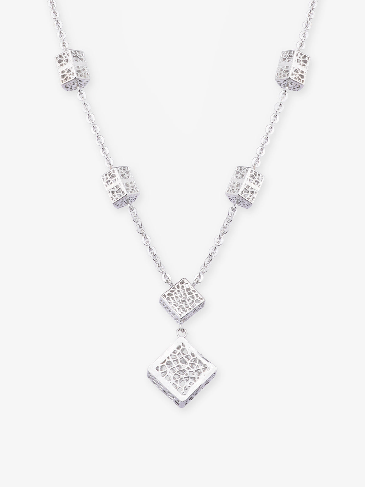 SIJA 925 Silver Textured Cube Chain elegant sterling silver jewellery accessory front view