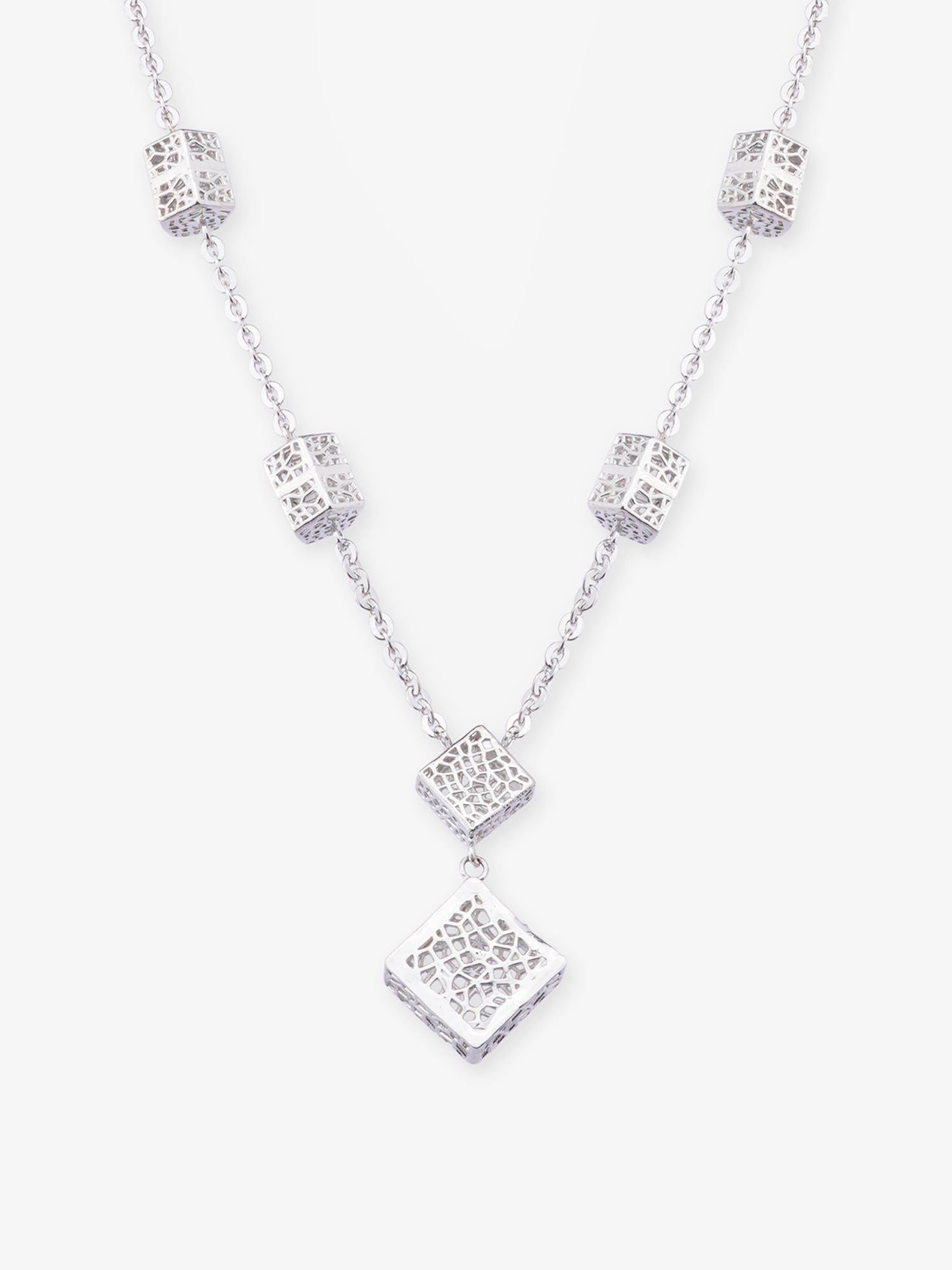 SIJA 925 Silver Textured Cube Chain elegant sterling silver jewellery accessory front view