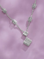 Detailed close up of SIJA 925 Silver Textured Cube Chain showing textured cube links and handcrafted silver finish