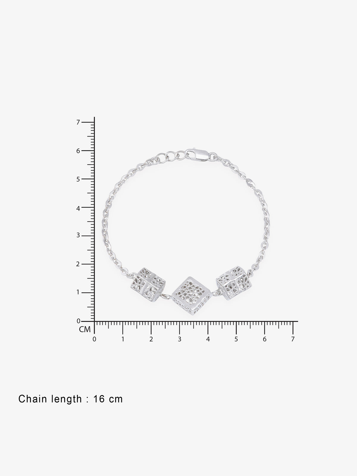 Reverse of SIJA Textured Cube Chain Bracelet showing BIS 925 hallmark stamp certified sterling silver jewellery authenticity and quality assurance