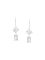 Detailed close up of SIJA 925 Silver Textured Cube Hook Earrings showing textured cube design and handcrafted silver finish