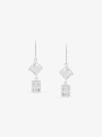 SIJA 925 Silver Textured Cube Hook Earrings elegant sterling silver jewellery accessory front view