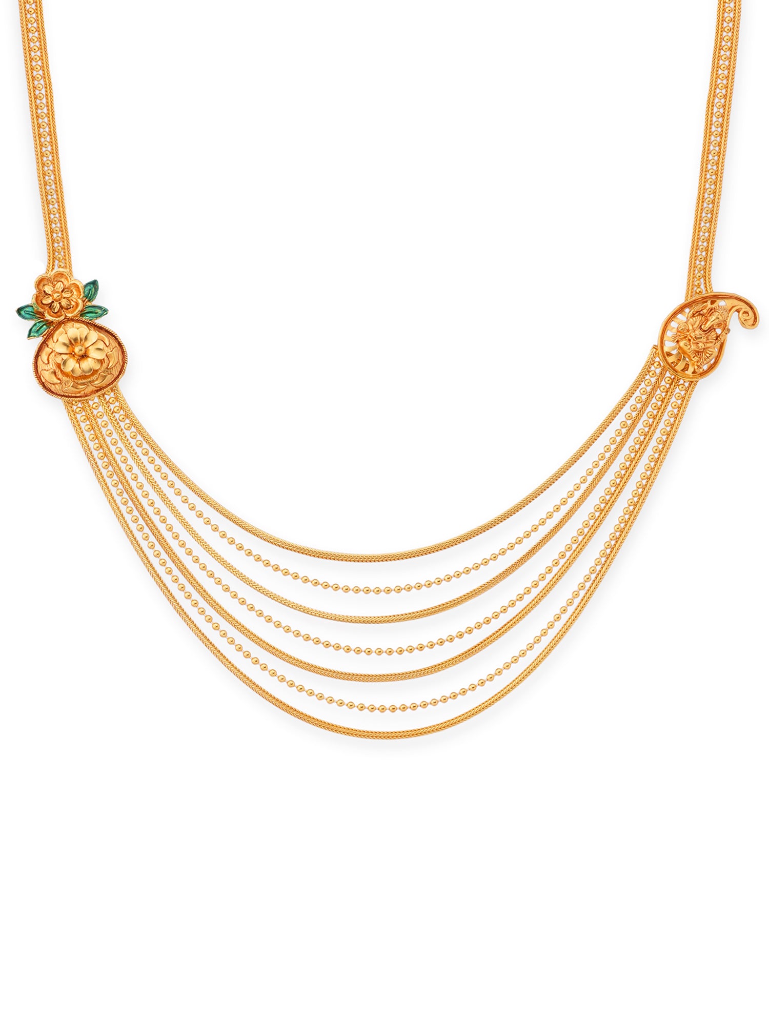 Close‑up of SIJA 925 silver Timeless Layers Ball and Chain Long Haram showing intricate ball chain detailing and handcrafted gold plated design