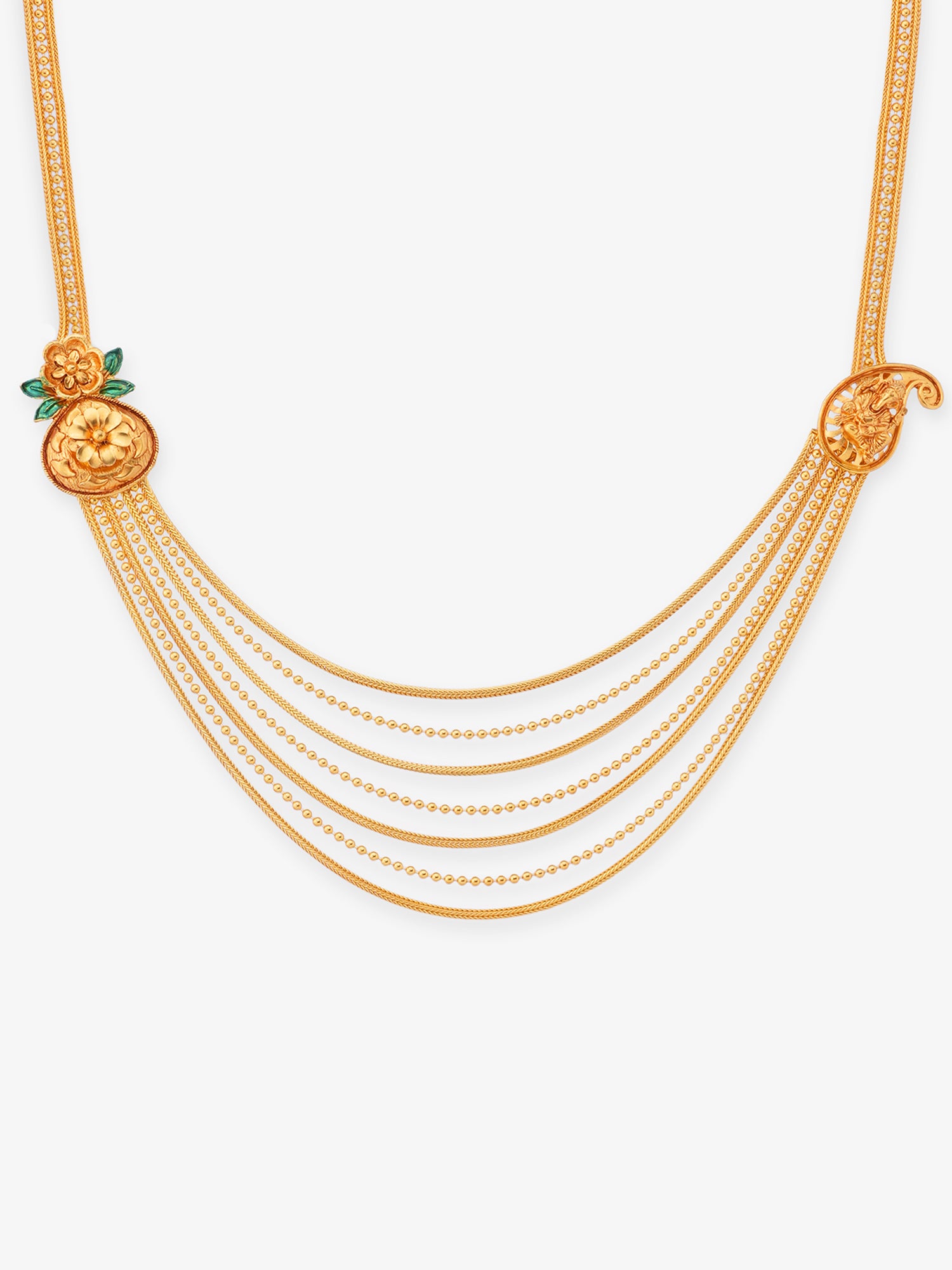 SIJA 925 Silver Timeless Layers Ball and Chain Long Haram gold plated sterling silver jewellery full front hero view elegant accessory