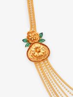 Detailed view of SIJA 925 silver Timeless Layers Ball and Chain Long Haram highlighting ornamental finish and polished gold plated craftsmanship