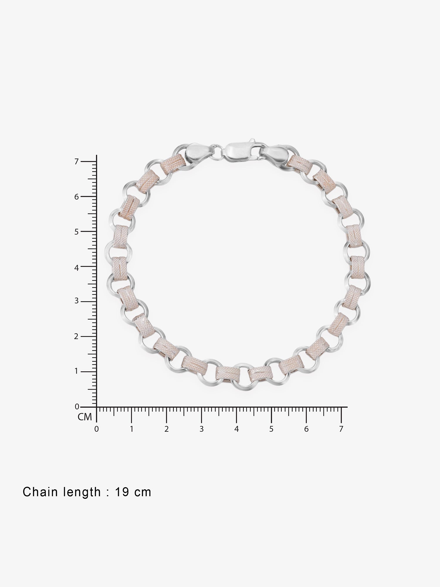 Reverse view of SIJA Tiny Double O Mens Chain Bracelet showing BIS 925 hallmark certified sterling silver jewellery made in India