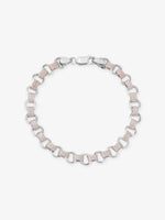 SIJA 925 Silver Tiny Double O Mens Chain Bracelet 999 silver jewellery bold front view modern accessory for men