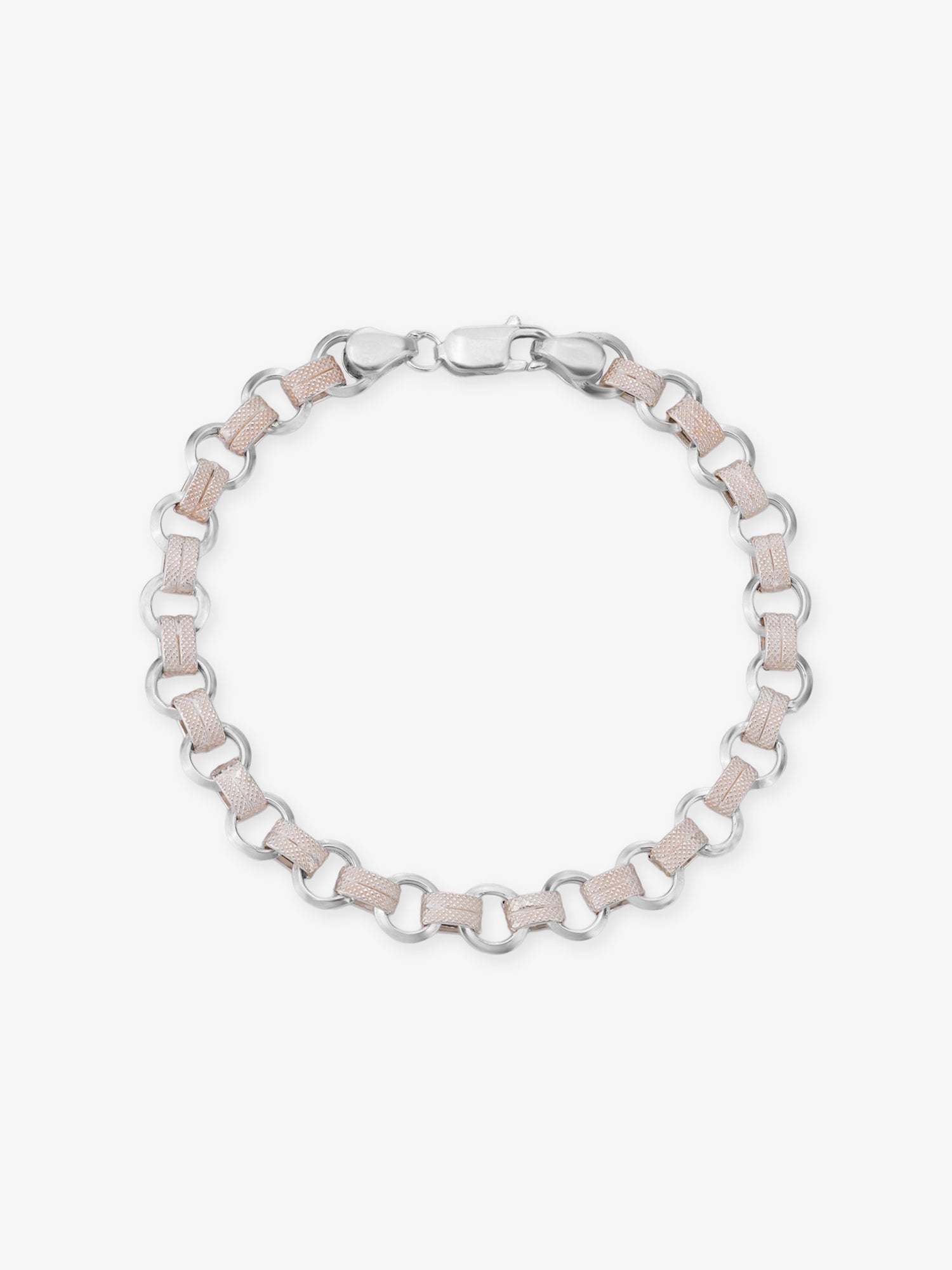 SIJA 925 Silver Tiny Double O Mens Chain Bracelet 999 silver jewellery bold front view modern accessory for men