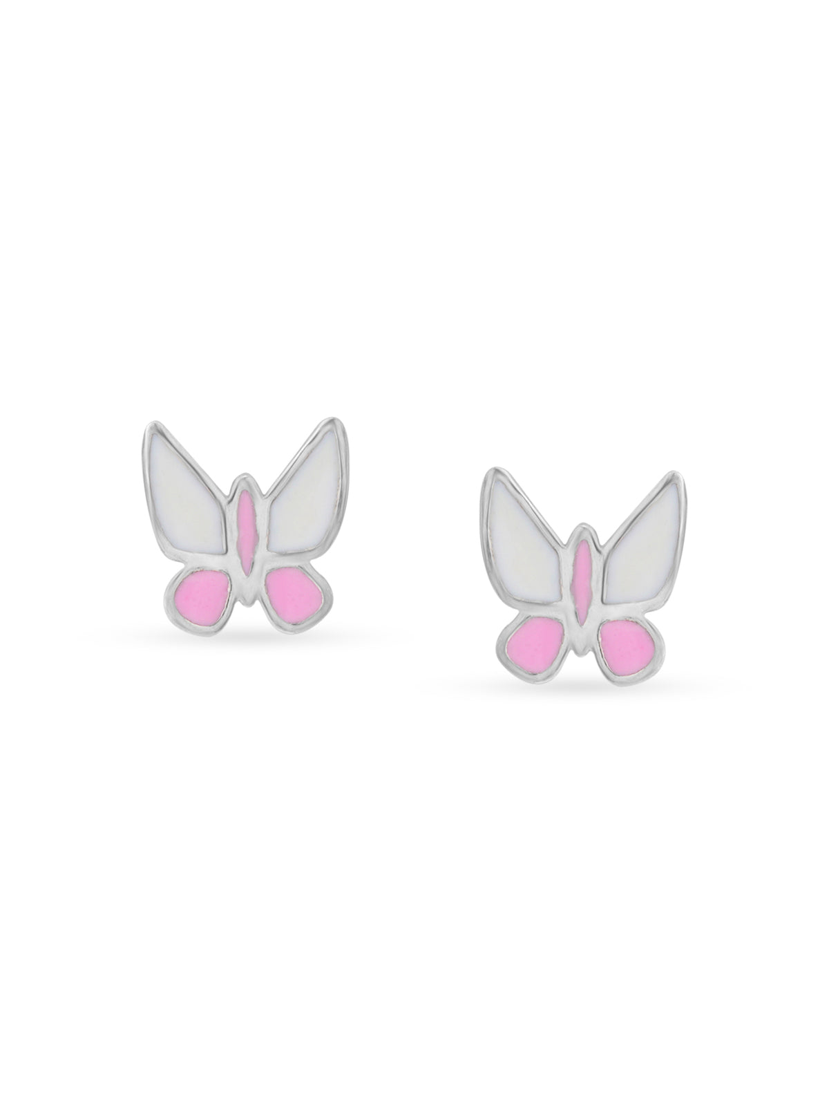 SIJA 925 sterling silver Tiny Pink Butterfly stud BIS hallmarked playful enamel jewellery design perfect for kids daily wear and gifting