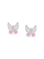 SIJA 925 sterling silver Tiny Pink Butterfly stud BIS hallmarked playful enamel jewellery design perfect for kids daily wear and gifting