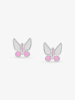 SIJA 925 silver Tiny Pink Butterfly stud BIS hallmarked handcrafted enamel jewellery charming accessory ideal for gifting and celebrations