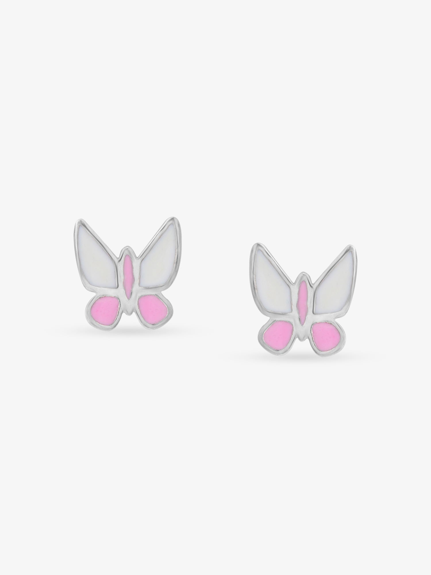 SIJA 925 silver Tiny Pink Butterfly stud BIS hallmarked handcrafted enamel jewellery charming accessory ideal for gifting and celebrations