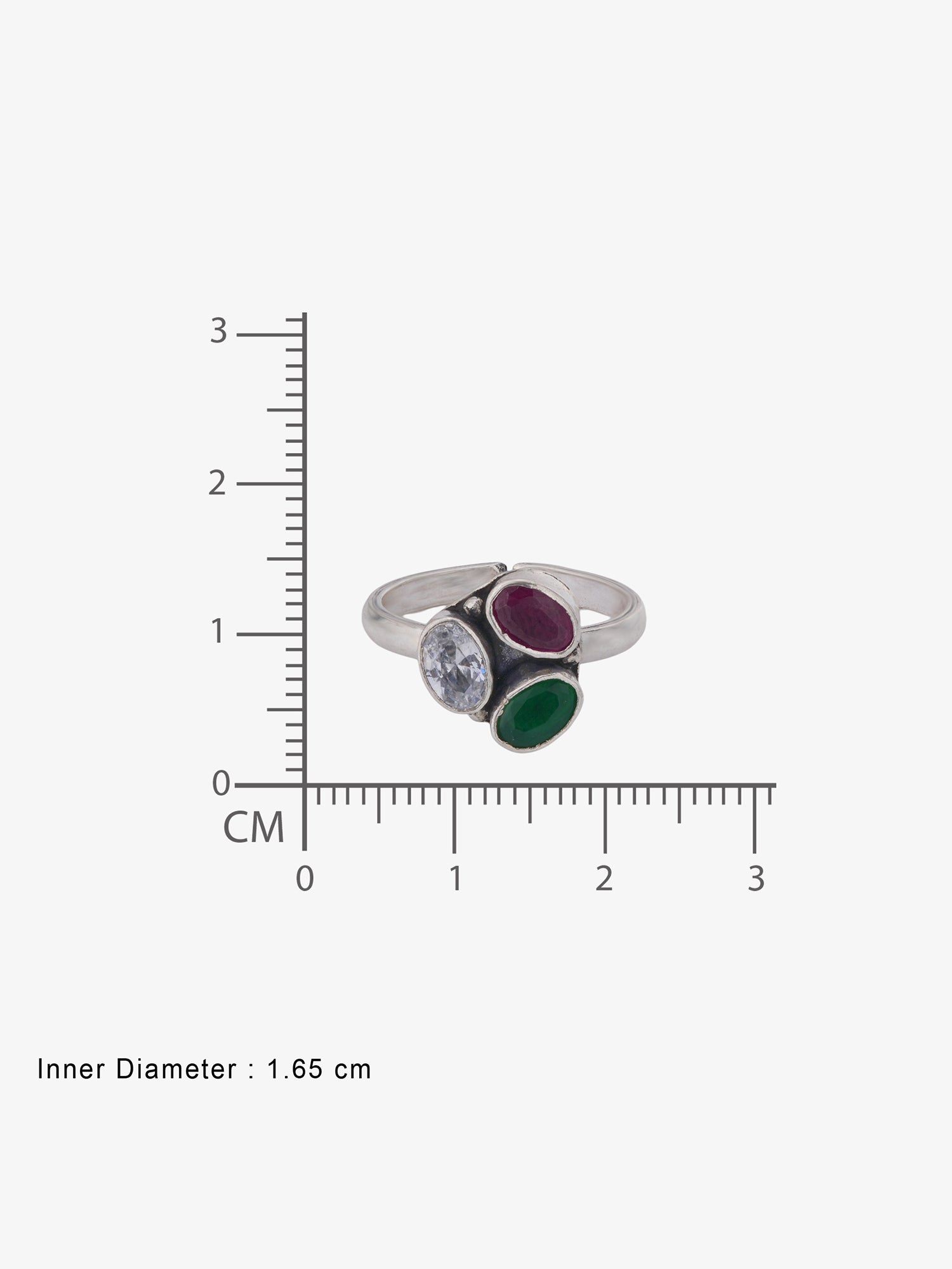 Reverse view of SIJA Triple Band Antique Toe Ring showing BIS 925 hallmark certified oxidised sterling silver jewellery made in India
